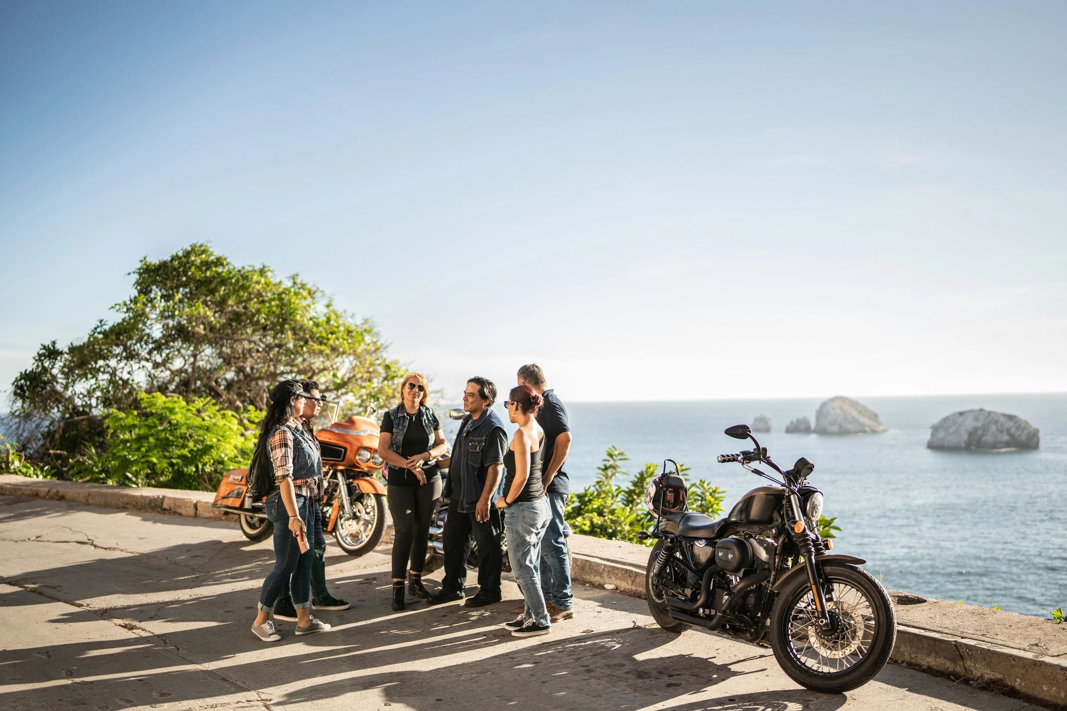 Group motorcycle ride community scene
