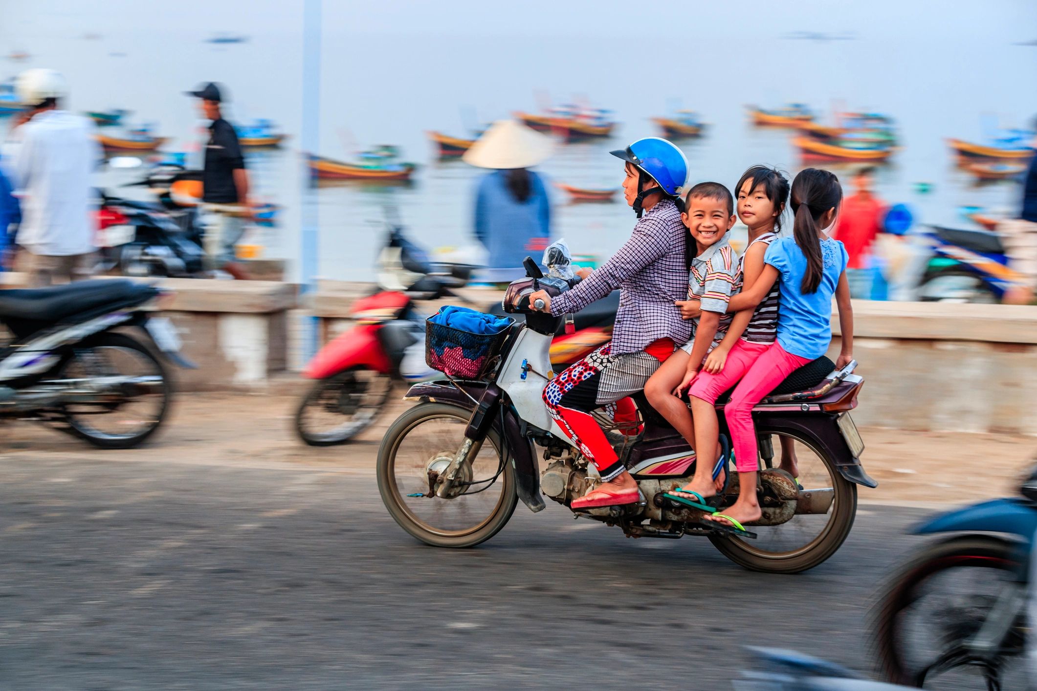 Motorbike riders enjoying a shared ride